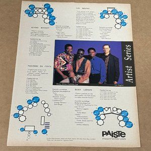 Bennett / Lou Molino / Da Costa / Ricky Lawson - Paiste Cymbals - 1992 Print Ad